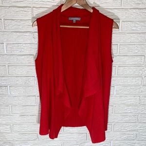 Neiman Marcus Cashmere Collection Red Open Front Vest Knit 100% Cashmere Size M